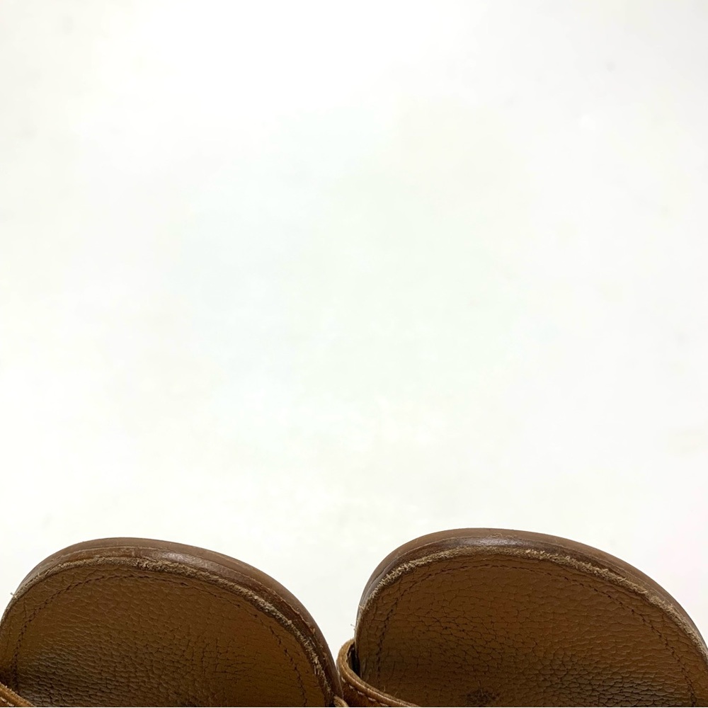 Women's Tan Leather T-Strap Sandals, Size 8 - Picture 11 of 15